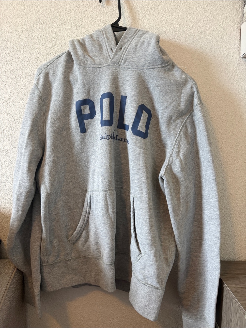 Polo by Ralph Lauren Light Gray Hoodie with Navy POLO Script